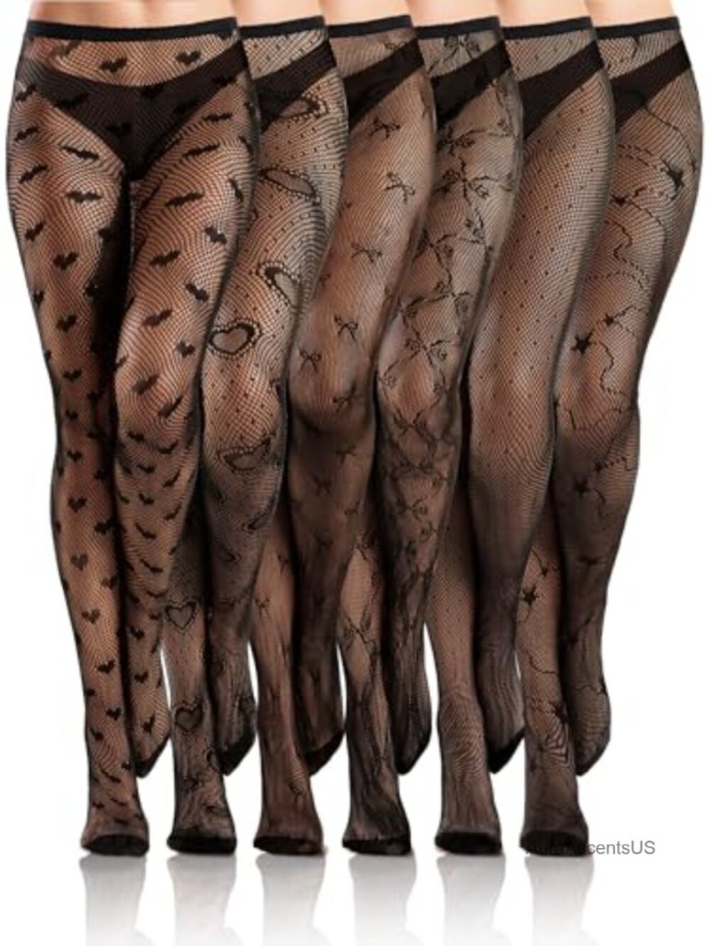 6 Pairs Fishnet Stockings Women Patterned Goth Tights